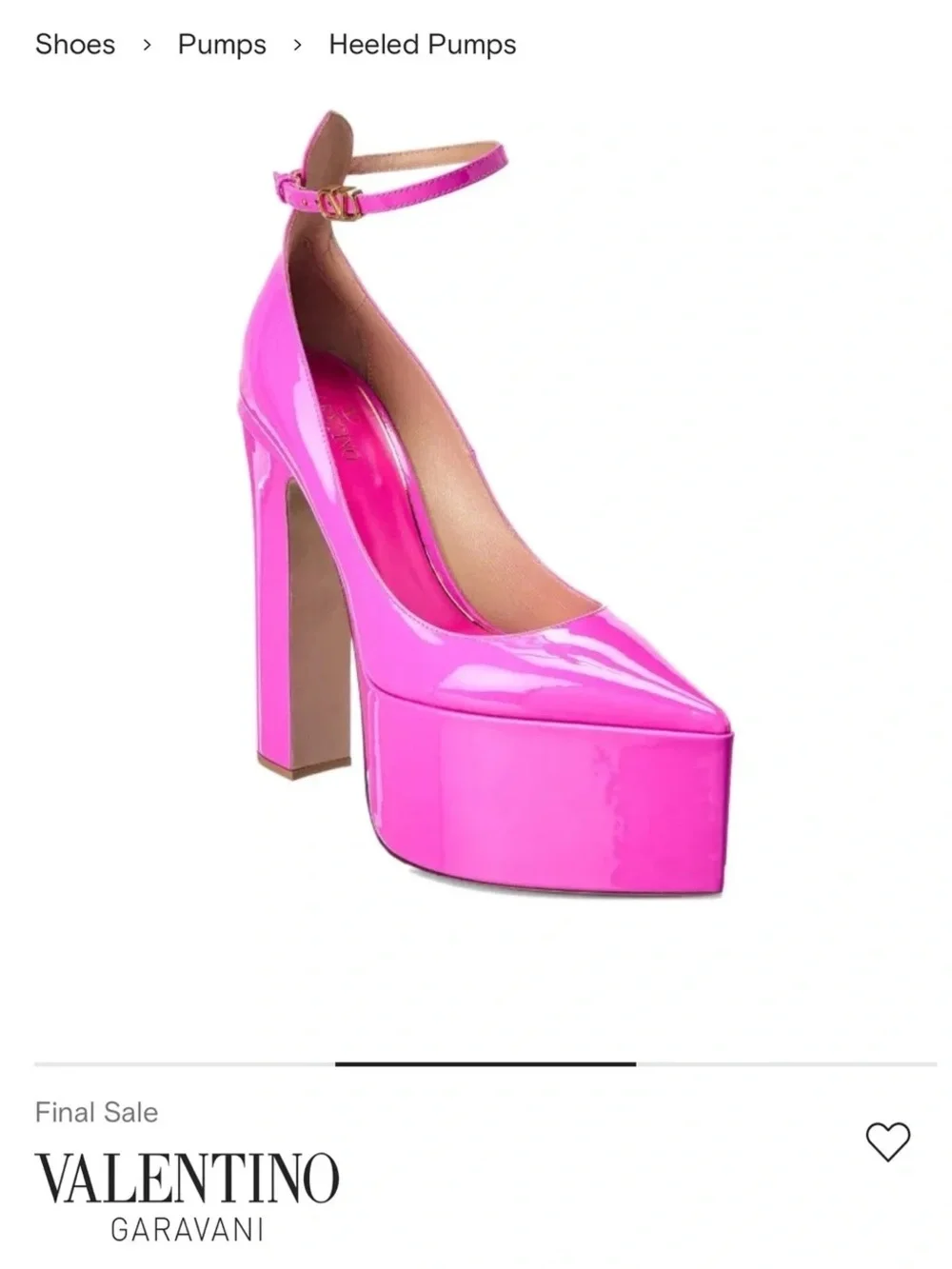 Valentino Garavani Pink PP Patent Leather Ankle Strap Pumps